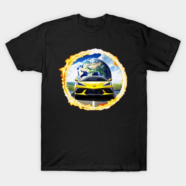 C8 Corvette Ring of Fire Eclipse Super Car Racecar Sports Car Eclipse T-Shirt by Tees 4 Thee